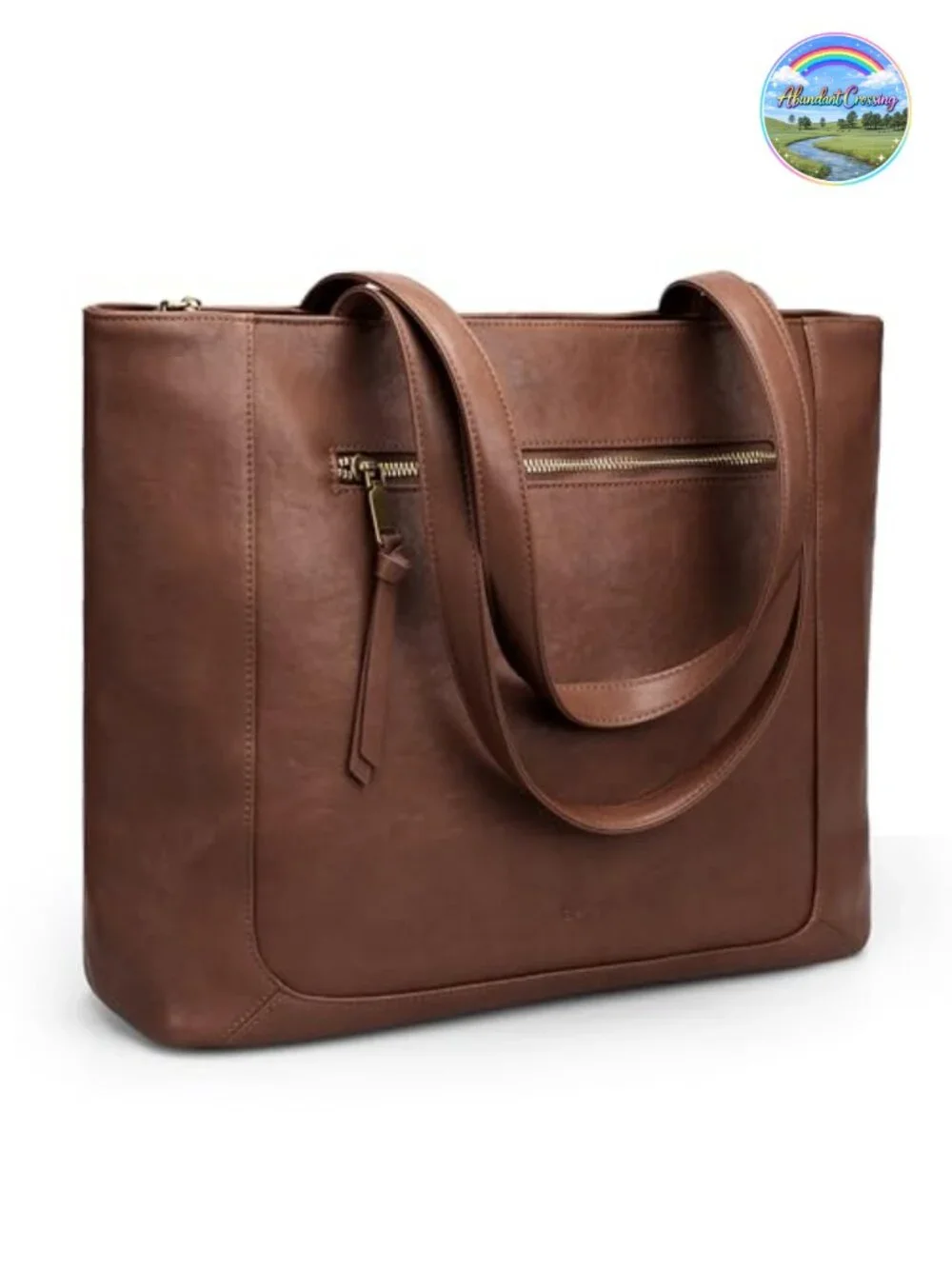 Genuine Leather Tote Bag for Women Large Work Bag with Zipper 15.6
